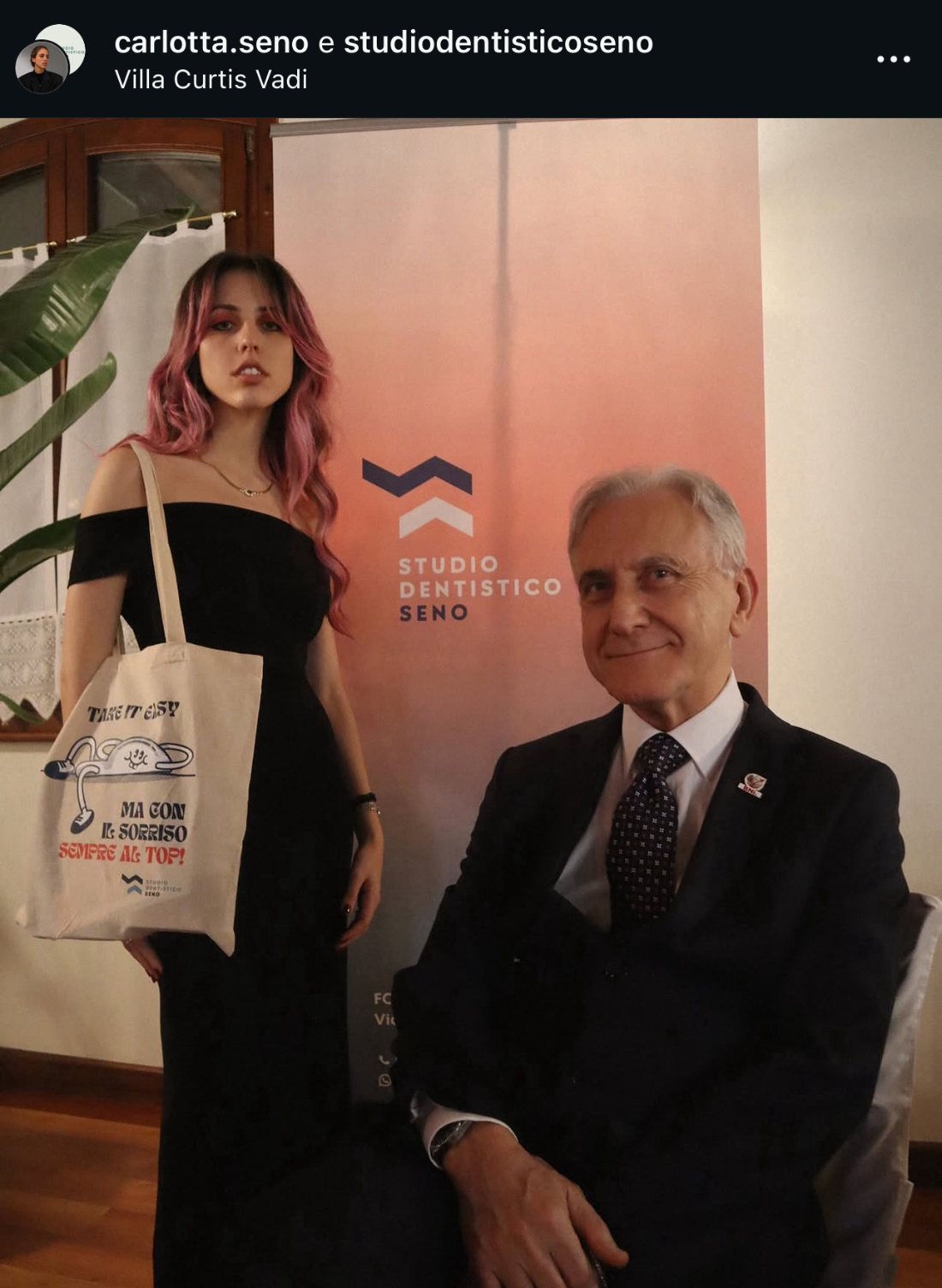 Post Instagram condiviso tra carlotta.seno e studiodentisticoseno: Carlotta Seno con il padre, Villa Curtis Vadi