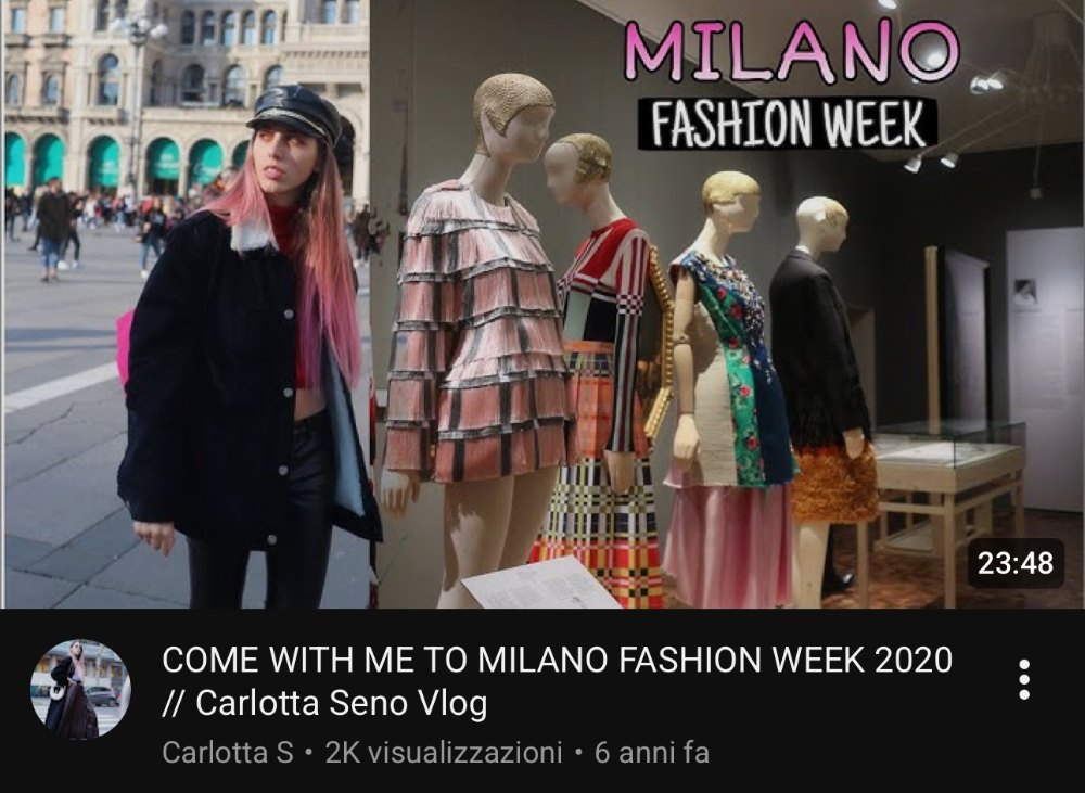 Video YouTube: Come with me to Milano Fashion Week 2020, Carlotta Seno Vlog