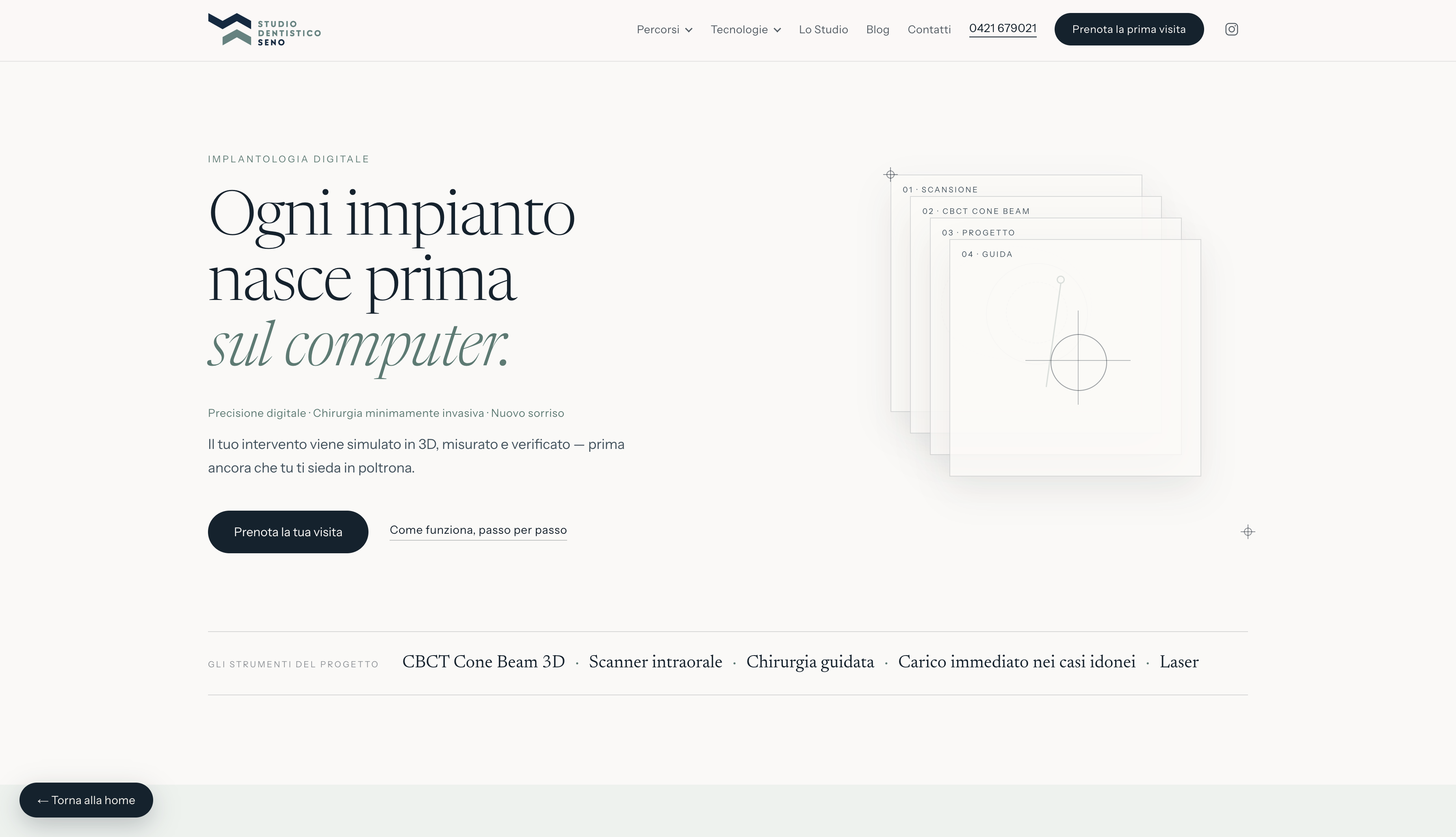 Pagina Implantologia digitale del sito, versione desktop